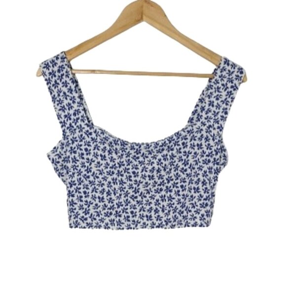 NWOT Reformation Rika Blue Floral Bombay Knit Top Women's Size L - Picture 2 of 14